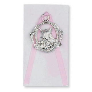 Guardian Angel Crib Medal - Pink