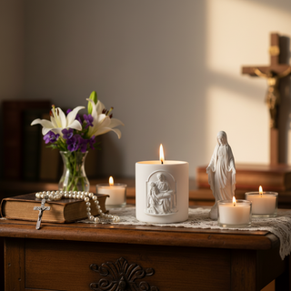 Pieta Prayer Candle - Catholic Devotional Candle of Virgin Mary and Jesus