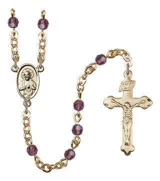 Gold Plated 4mm Austrian Crystal Scapular Rosary in Amethyst