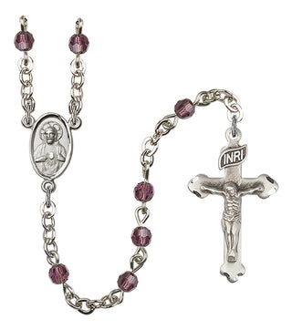 Silver Plated 4mm Austrian Crystal Scapular Rosary in Amethyst