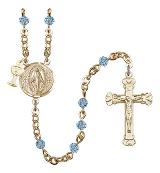 Gold Plated 4mm Austrian Crystal Scapular Rosary in Aqua