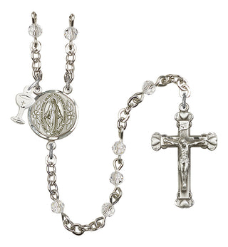 Silver Plated 4mm Austrian Crystal Scapular Rosary in Crystal