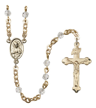 Gold Plated 4mm Austrian Crystal Scapular Rosary in Crystal