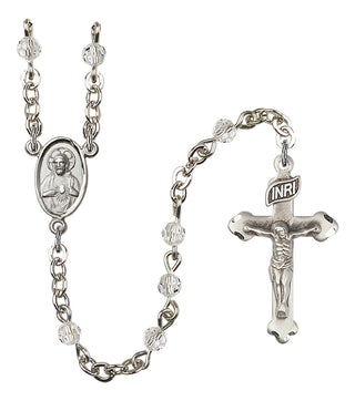 Silver Plated 4mm Austrian Crystal Scapular Rosary in Crystal