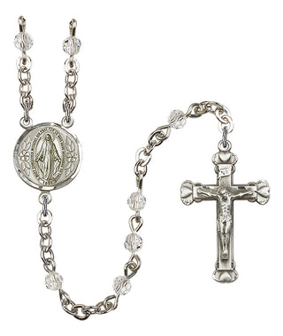 Silver Plated 4mm Austrian Crystal Miraculous Rosary in Crystal