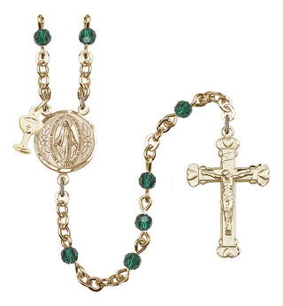 Gold Plated 4mm Austrian Crystal Scapular Rosary in Emerald