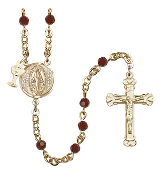 Gold Plated 4mm Austrian Crystal Scapular Rosary in Garnet