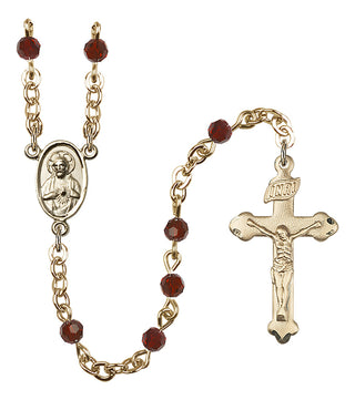 Gold Plated 4mm Austrian Crystal Scapular Rosary in Garnet
