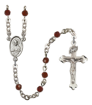 Silver Plated 4mm Austrian Crystal Scapular Rosary in Garnet