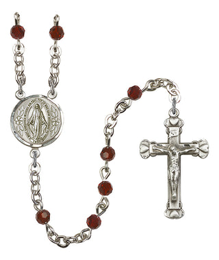 Silver Plated 4mm Austrian Crystal Miraculous Rosary in Garnet