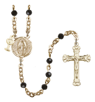 Gold Plated 4mm Austrian Crystal Scapular Rosary in Jet