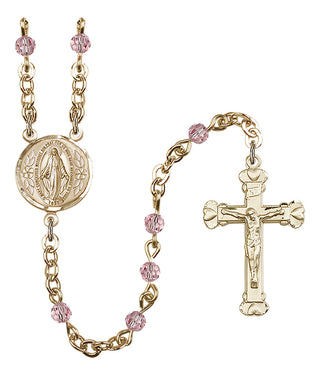 Gold Plated 4mm Austrian Crystal Miraculous Rosary in Light Rose
