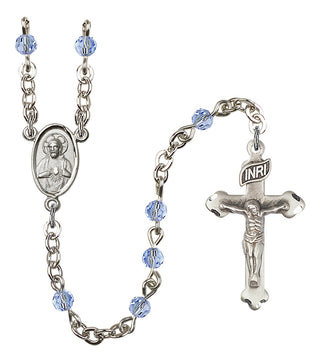 Silver Plated 4mm Austrian Crystal Scapular Rosary in Light Sapphire