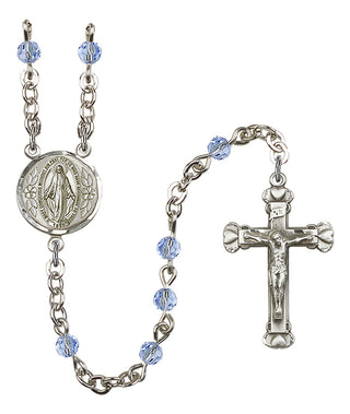 Silver Plated 4mm Austrian Crystal Miraculous Rosary in Light Sapphire