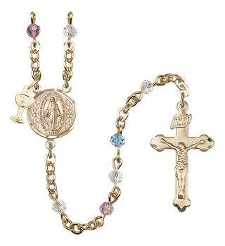 Gold Plated 4mm Austrian Crystal Scapular Rosary in Multi-Color