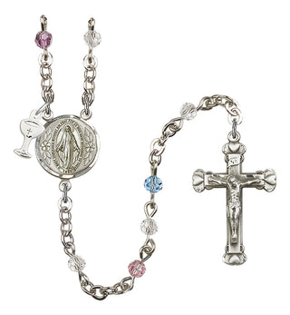 Silver Plated 4mm Austrian Crystal Scapular Rosary in Multi-Color