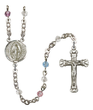 Silver Plated 4mm Austrian Crystal Miraculous Rosary in Multi-Color