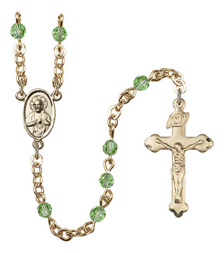 Gold Plated 4mm Austrian Crystal Scapular Rosary in Peridot