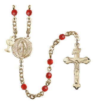 Gold Plated 4mm Austrian Crystal Scapular Rosary in Ruby