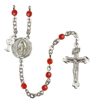 Silver Plated 4mm Austrian Crystal Scapular Rosary in Ruby