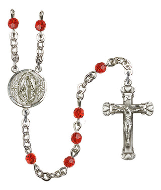 Silver Plated 4mm Austrian Crystal Miraculous Rosary in Ruby