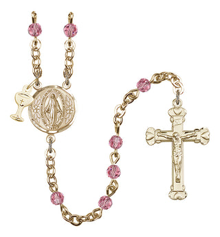 Gold Plated 4mm Austrian Crystal Miraculous Rosary in Rose