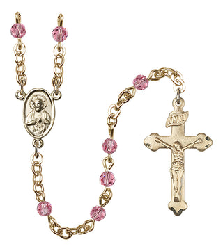 Gold Plated 4mm Austrian Crystal Scapular Rosary in Rose