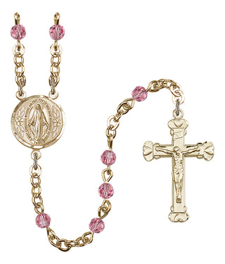 Gold Plated 4mm Austrian Crystal Miraculous Rosary in Rose