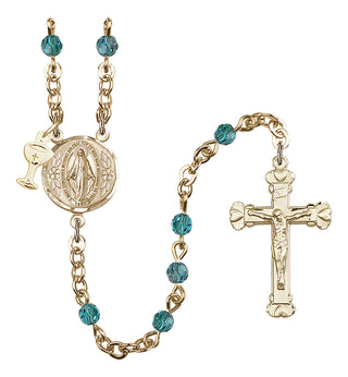 Gold Plated 4mm Austrian Crystal Scapular Rosary in Zircon