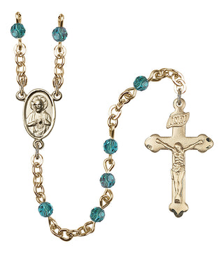 Gold Plated 4mm Austrian Crystal Scapular Rosary in Zircon