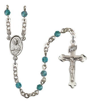 Silver Plated 4mm Austrian Crystal Scapular Rosary in Zircon