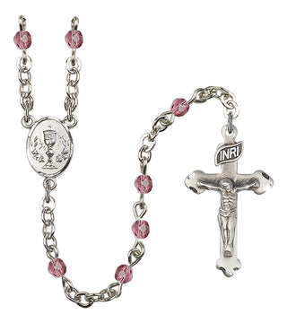 Gold Plated 4mm Fire Polished Scapular Rosary in Amethyst