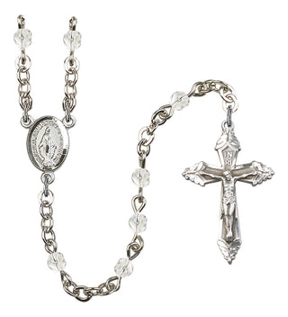 Silver Plated 4mm Fire Polished Miraculous Rosary in Crystal
