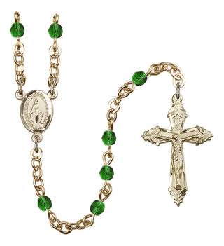 Gold Plated 4mm Fire Polished Miraculous Rosary in Emerald