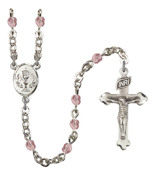 Gold Plated 4mm Fire Polished Scapular Rosary in Light Amethyst