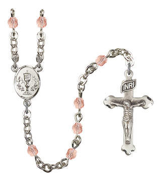 Gold Plated 4mm Fire Polished Scapular Rosary in Light Rose