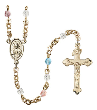 Gold Plated 4mm Fire Polished Scapular Rosary in Multi-Color