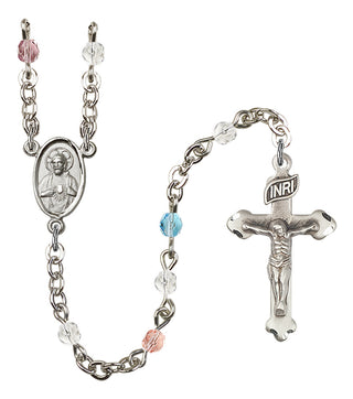 Silver Plated 4mm Fire Polished Scapular Rosary in Multi-Color