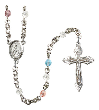 Silver Plated 4mm Fire Polished Miraculous Rosary in Multi-Color