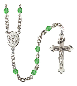 Gold Plated 4mm Fire Polished Scapular Rosary in Peridot