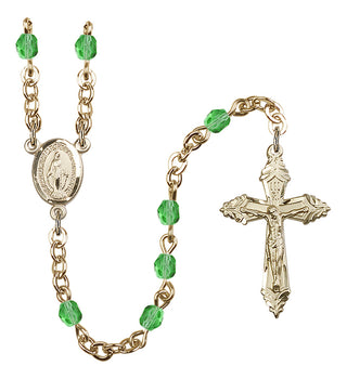 Gold Plated 4mm Fire Polished Miraculous Rosary in Peridot