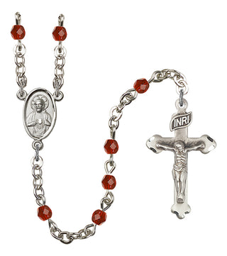 Silver Plated 4mm Fire Polished Scapular Rosary in Ruby