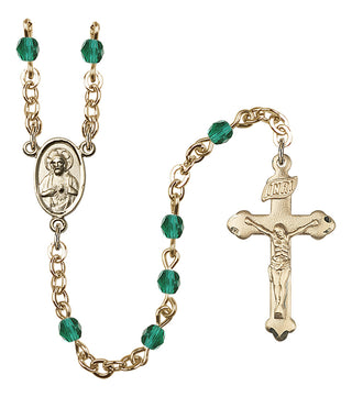Gold Plated 4mm Fire Polished Scapular Rosary in Zircon