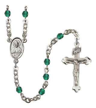 Silver Plated 4mm Fire Polished Scapular Rosary in Zircon