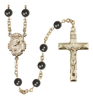 14 Karat Gold 7mm Black Scapular Rosary