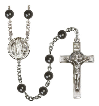 Silver Plated 7mm Brown Saint Benedict Rosary
