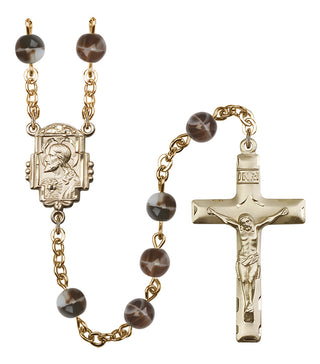 Gold Plated 7mm Black Scapular Rosary