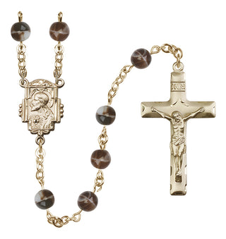 14 Karat Gold-Filled 7mm Black Scapular Rosary