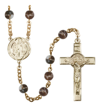 Gold-Plated 7mm Saint Benedict Rosary