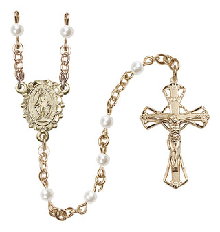 14 Karat Gold-Filled 4mm White, Faux Pearl Miraculous Rosary